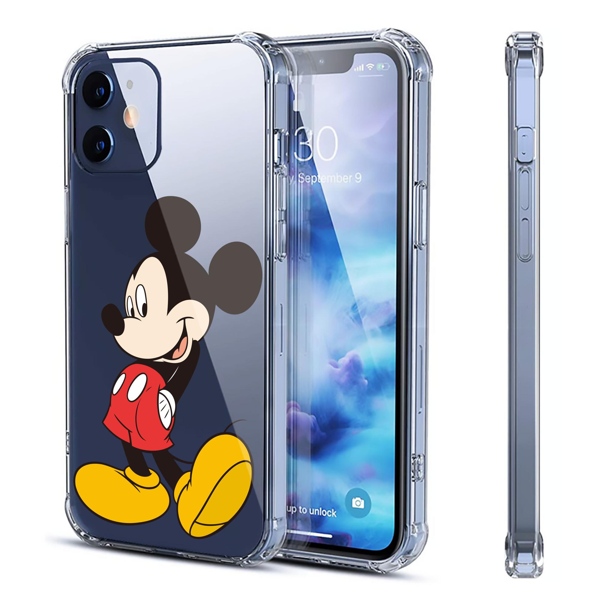 （画像用） ミッキーマウス Mickey Mouse 【iPhone 12シリーズ対応】透明スマホケース（クリアソフトケース）